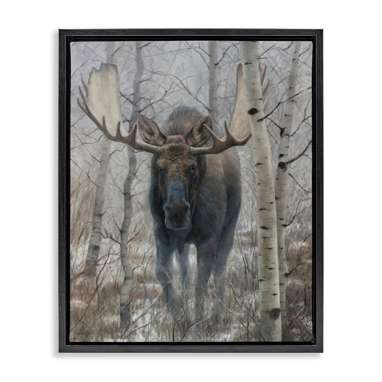 Stupell Industries Moose in Winter Birch Forest Floating Frame, design by James Corwin